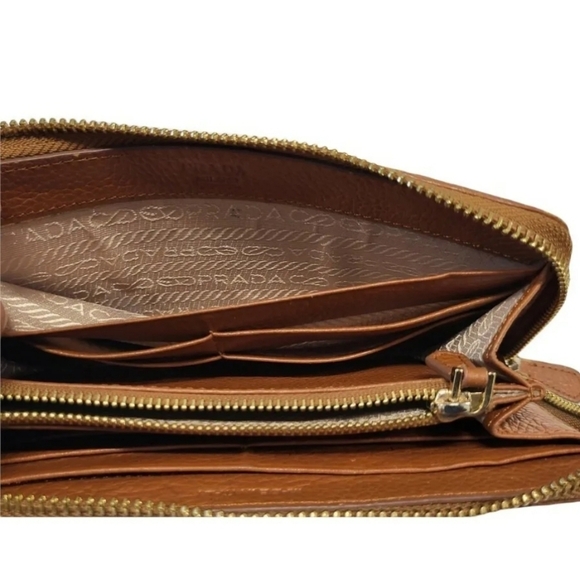 PRADA Italy Nappa Gaufre Zip Around Gradient Brown Leather Wallet Rare - Picture 7 of 10